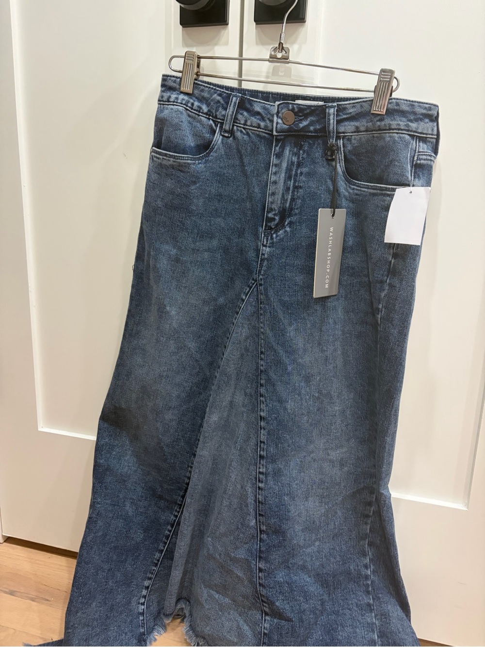 WASH LAB BRAND NEW Dark Indigo Maxi Denim Skirt - Classic A-Line SIZE 27 denim